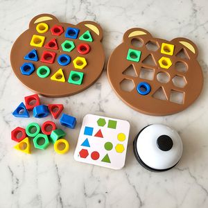 Baby Montessori jouets éducatifs diy enfants géométriques Couleur de forme assortie puzzle Buste Bany Kids Interactive Battle Game Toys