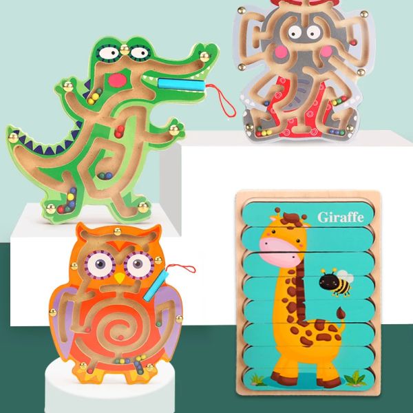 Baby Montessori Toys for Kids 2 à 4 ans d'apprentissage des jouets éducatifs enfants magnétique labyrint
