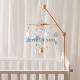 Baby Montessori Toys Soft Filt Cartoon Hot Air Ballon Hangende Bell Bell Pasgeboren Crib Houten Bracket Child Education Toys HKD230817