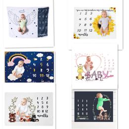 Baby Maandelijks Record Growth Milestone Deken Leuke Animal Pattern Photography Props Photo Creative Background Background Cloth Infant Gifts LJ201014
