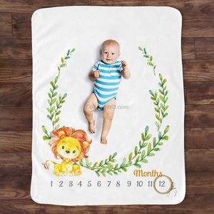 Baby Maandelijks Record Growth Milestone Deken Pasgeboren Dierlijke Patroon Fotografie Props Foto Creatieve Achtergrond Doek Infant Gif LJ201014