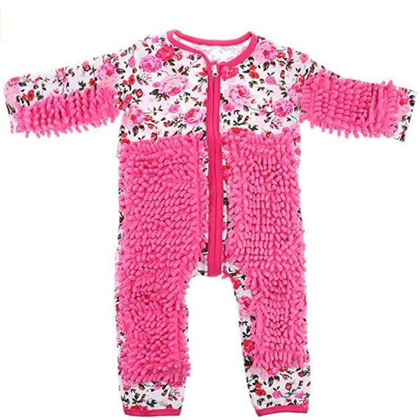 Baby Mop Romper Infant Floors Crawling Vêtements Enfant Swob Floral Combinaison 210615