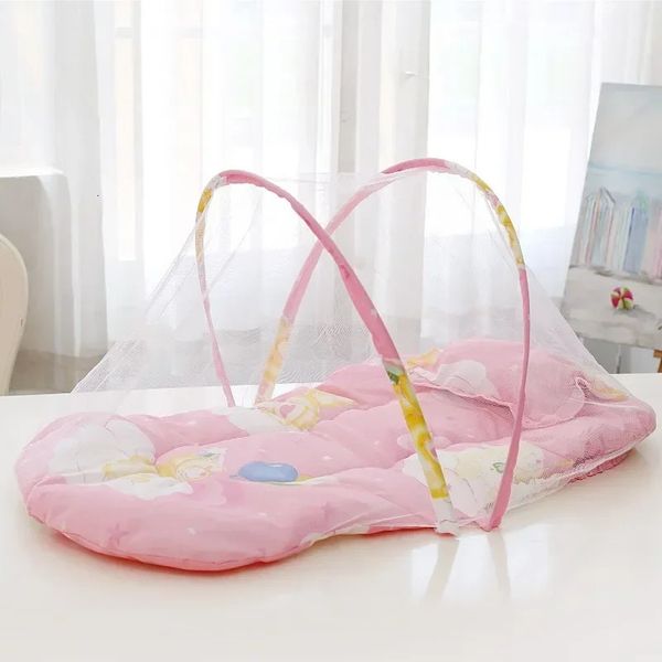 Baby Mosquito Net pliable et sans installation avec un oreiller rembourré en coton lit portable lit doux et confortable 240422