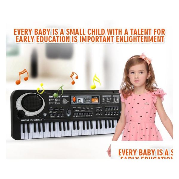 Baby Music Sound Toys 1pc Mtifunction 61 Keys Educación temprana TECHO ELECTRÓNICO CON MikePhone Kid Piano Organ Record Playba DhueP