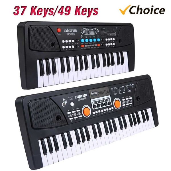 Baby Music Sound Toys BigFun 37 Key/49 Key USB Electrónico de órganos Música digital con teclado electrónico negro T240524