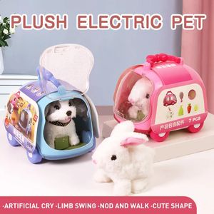 Bébé musique jouets sonores enfants lapin chiot animal de compagnie électrique en peluche fille poupée cadeau d'anniversaire 231218