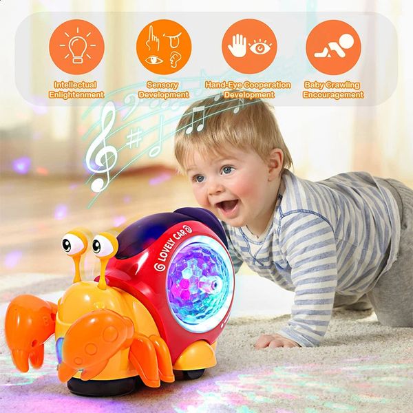 Música para bebés Juguetes con sonido Juguetes para niños Cangrejo que se arrastra Caminando Bailando Mascotas electrónicas Robo Cangrejo ermitaño Caracol que brilla con luz musical Juguete para bebés pequeños 231214