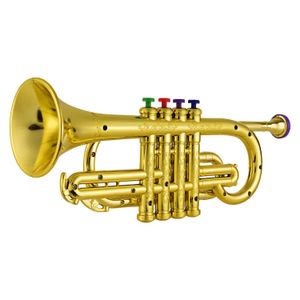Baby Music Sound Toys Childrens Music Education Toys Wind Instruments ABS Metal Gold Horns avec 4 clés colorées adaptées aux enfants T240524