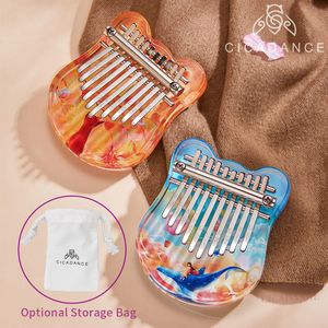 Bébé Musique Jouets sonores Mini Kalimba 10 Touches Acrylique Pouce Piano Cristaux Doigt Clavier Instrument Avec Livre D'apprentissage Cadeaux Pour Enfants Adultes 230506