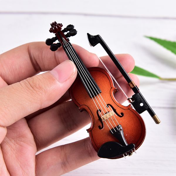 Baby Music Sound Toys Mini Violon avec Support Collection d'instruments de musique en bois miniature Ornements décoratifs Jouets musicaux 230629