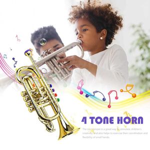Baby Music Sound Toys Trumpet professionnel pour la musique de musique pour enfants Toys Childrens saxophone Trumpet avec 4 touches colorées Instrument analogique T240524