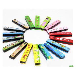 Baby Music Sound Toys Houten Painted Harmonica Childrens Enlightenment Instrument Infant Early Education Educational Toys Gift Ctiva Dh1mt