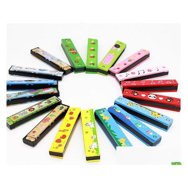 Bébé Musique Jouets sonores Harmonica en bois peint Instrument d'éveil pour enfants Éducation précoce Jouets éducatifs Cadeau Ctiva Dh1Mt