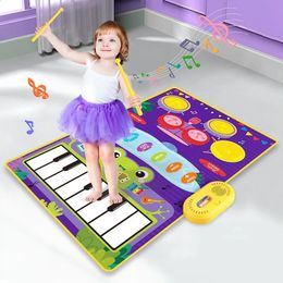 Baby Musical Piano Drum Play Mat 2 in 1 For Kids Toddlers Floor Keyboard Dance Mat With Sounds Baby Toy Music Deken 240422