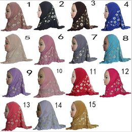 Baby moslim hijab wraps islamitische kinderen sjaals hoofddoek kinderen zomer goud stempelen ademend tulband jongens meisjes etnische sjaal Pashmina B855