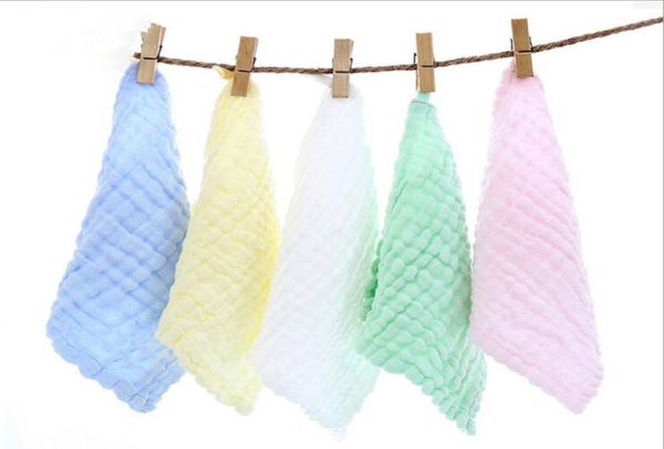 Serviette en mousseline pour bébé nouveau-né gaze mouchoir en mousseline de coton serviettes serviette carrée infantile serviettes pour le visage solide essuyer tissu Wrap enfant en bas âge Bi7360005
