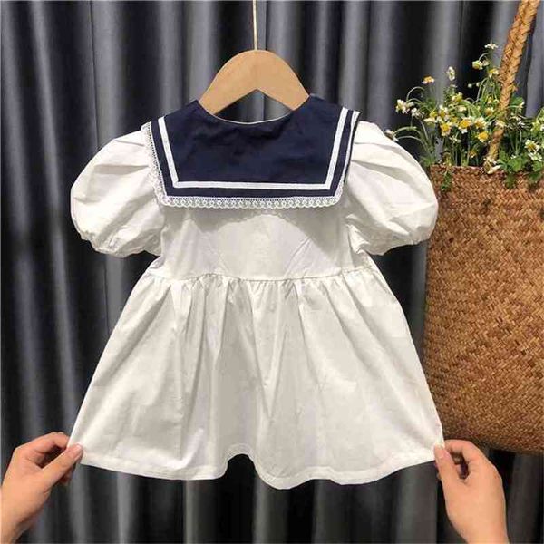 Bébé marine jupe filles été style coréen robe à manches courtes princesse western P4735 210622