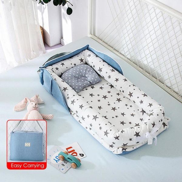 Cunas para bebés, cama nido con almohada, tumbona de algodón, transpirable, plegable, extraíble, portátil, de viaje para cuna de nacimiento1