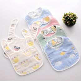 Baby pasgeboren baby Bibs Burp Doeken speeksel handdoek mannelijke vrouwelijke vergrote slabbetje snap buckle meerdere kleuren 360 graden voeding waterdichte slabbetje eetzak 6 lagen gaas