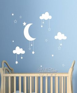 Baby Nursery Clouds Stars Mur Autocollant Moon Clouds Wall Decal Kids Room Decor Easy Wall Art Children Cut Vinyl7741137