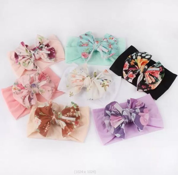 Diademas florales de nailon para bebé, cintas para el pelo, elásticos con lazo para el pelo para bebés, niñas recién nacidas, niños pequeños