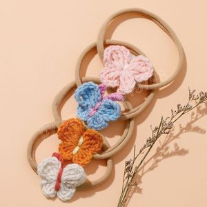 Baby Nylon Hoofdband voor meisjes Lovely Kids Haarband Haak Wol Vlinder Haaraccessoires Kinderen Hoofdbanden Foto Prop