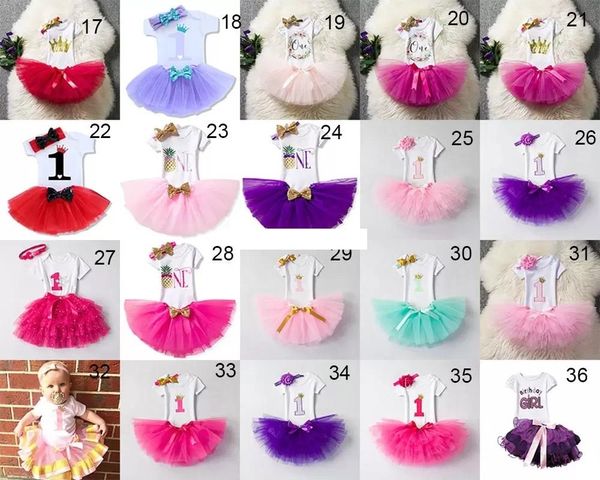 Tenues d'anniversaire pour bébé fille, bandeau à paillettes + barboteuse à lettres + jupes TuTu 3 pièces/ensemble Boutique, ensembles de vêtements de fête d'anniversaire pour enfants