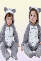 Baby-grenots kigurumis boy fille roberie infantile totoro costume pyjama gris avec des vêtements d'hiver à glissière