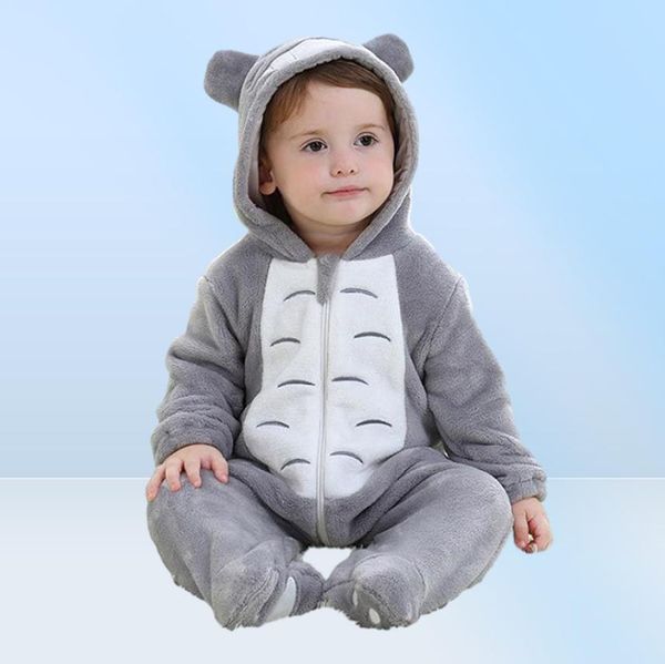 Baby-grenots kigurumis garçon fille habit de romper totoro costume pyjama gris avec des vêtements d'hiver à glissière
