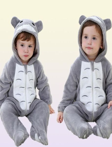 Baby-grenots kigurumis garçon fille habitage infantile totoro costume pyjama gris avec des vêtements d'hiver à glissière