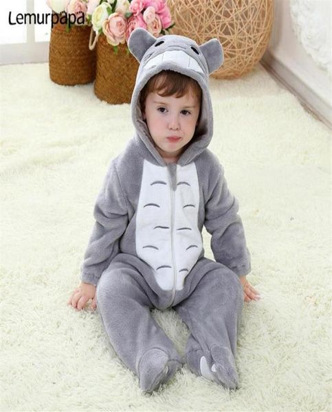 Bébé Onesie Kigurumis garçon fille infantile barboteuse Totoro Costume gris pyjama avec fermeture éclair vêtements d'hiver enfant en bas âge tenue mignonne chat fantaisie 24461514