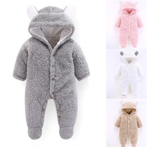 Onesies bébé Nouveau-né bébé vêtements Coral Fleece chaud Bébé garçon vêtements d'hiver Animal ours Ensemble unisexe filles barboteuses jumps287s