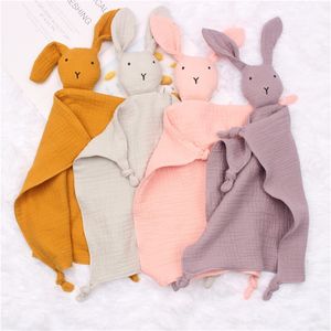 Baby Organic Katoenen Gaas Troostende handdoeken Slaap met Kid Rabbit Doll Burp Doek Kleurrijke Placate Handdoek 14ZD B3