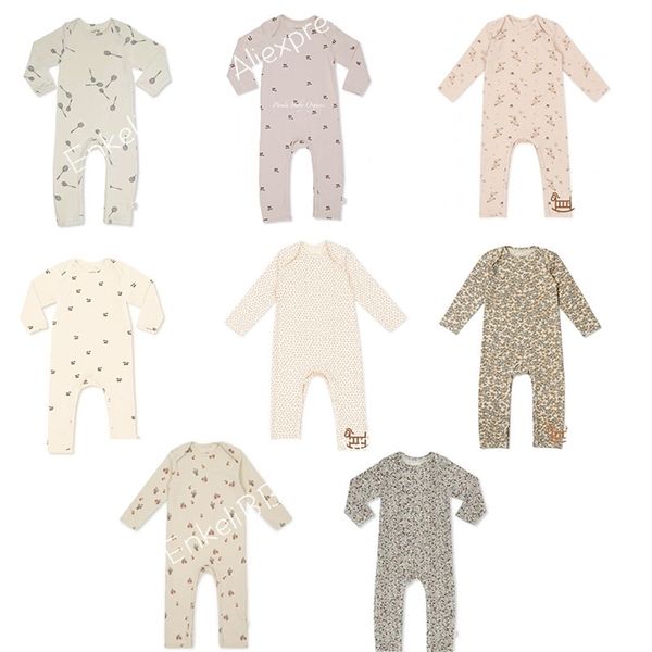 Bebé de algodón orgánico Romper de manga larga para niños Diseño de marca K * Jumpsuit infantil Limón Cherry Pattern Ropa 210619