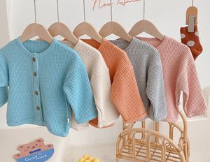 Baby bovenkleding nieuwe stof vestigans jassen snoep kleur herfst 2021 nieuwste boutique kleding 0-4t kinderen jongens meisjes lange mouwen tops all-match