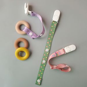 Attache-sucette pour bébé, chaîne pour sucettes, ruban, imprimé de dessin animé, porte-factice, sangle de laisse, porte-mamelon, accessoire d'alimentation pour nourrissons