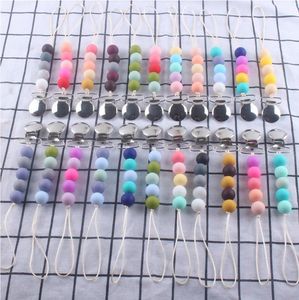 Clips de sucette pour bébé Chaîne de perles en silicone sans BPA DIY Clip factice Chaînes de sucette Porte-mamelon Outil d'alimentation pour bébé 22 couleurs BT6616