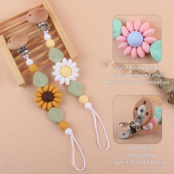 Baby Pacificier Clips Chain Silicone Beads BPA BPA Free Dummy Clip Nipple Holder Soother Chain Baby Deething Toy Touw Gift Dropship