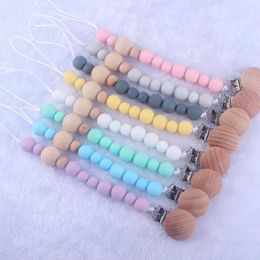 Clips para chupete de bebé, soporte para chupete de Gel de sílice, cadena de Clip con cuentas, mordedor para pezón, cadena con correa para chupete, regalo para Baby Shower, sin BPA