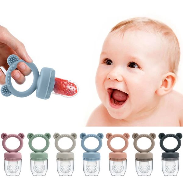 Baby Pacificier Fruit Fheater avec couverture Silicone Nipping Food Food Vegetable Nourrissant Soother Teether Toys 240409