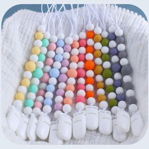 Clips porte-sucette bébé chaînes de perles de silicone couleur bonbon matériau écologique Original accessoires d'alimentation pour nourrissons cadeau pour tout-petits