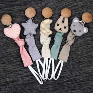 Porta chupetes para bebé, cadena personalizada, mordedores de madera, Clips para chupetes, juguete de peluche de animales, pezones para recién nacidos, cadenas para pezones de algodón 338C3