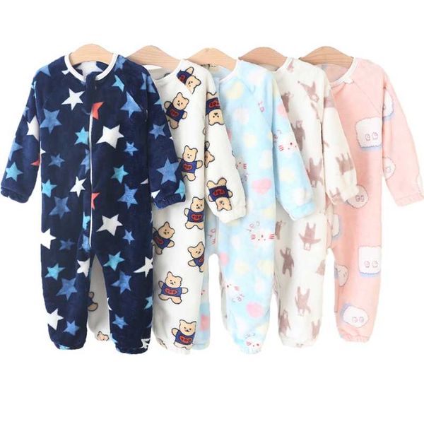 Pijamas de bebé para niños niñas pijama grueso cálido otoño niños franela Onesies monos invierno niños manta de dibujos animados ropa de dormir 211109