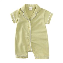 Bébé pyjamas Summer Sleeping For Girls Costume Boy Coton Coton Suit à sauts à manches Bodys Bodys S 6 18 à 24 mois 240325