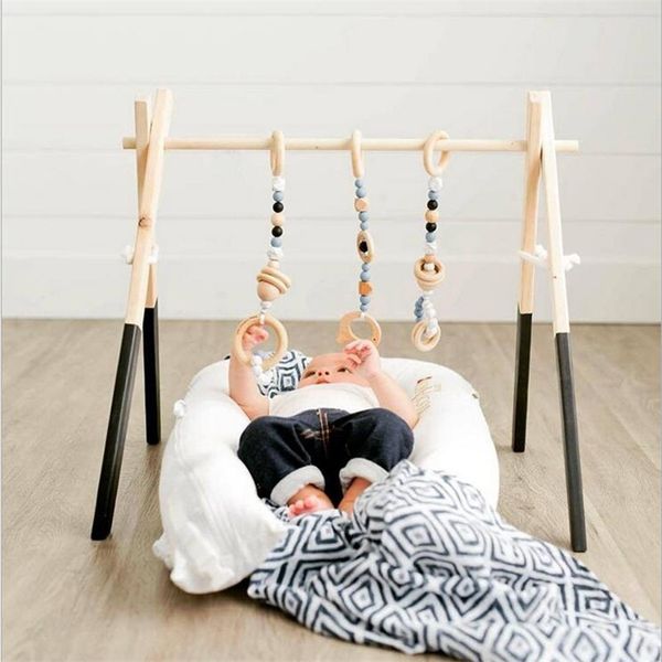 Baby Play Gym Kids Wooden Educational Nursery Sensory Ring-pull Toy Ropa infantil Rack Accesorios Room Decor Photography Props LJ201114