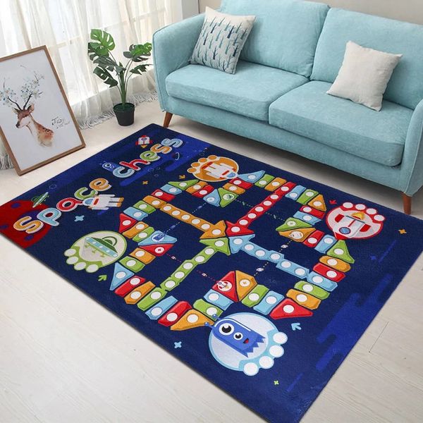 Tapis d'escalade pour enfants, Puzzle de dessin animé, échecs volants, pour garçon, chambre à coucher, salon, couloir, grand Tapis de chevet, 240131