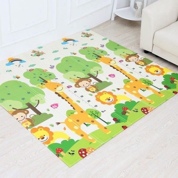 Baby Play Mat Cartoon Reversible de doble cara Crawling Mat Plegable Impermeable Portátil Piso suave Niños pequeños Infantes Alfombra LJ201113