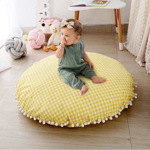 Baby speelmat pad katoen ronde baby kruipend deken vaste kleur speelmat haarbal tapijt vloer Tapijt Kinderen kinderen kamer decor 240322