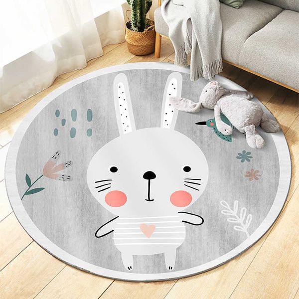 Bébé tapis de jeu Pad en peluche né infantile ramper couverture animal tapis de jeu rond tapis tapis de sol enfants chambre nordique décor 210724