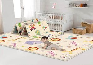 Tapis de jeu pour bébé imperméable à l'eau LDPE tapis de jeu de sol souple pliable tapis rampant tapis d'activité de jeu pour enfant couverture pliante réversible F5 LJ25497229